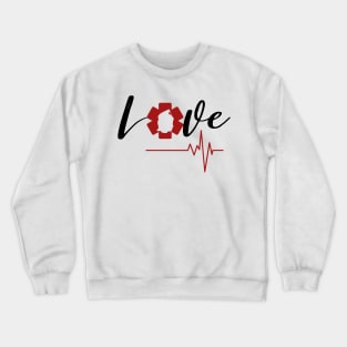 Love Nursing black text design with red Nurse star, silhouette and heartbeat Crewneck Sweatshirt